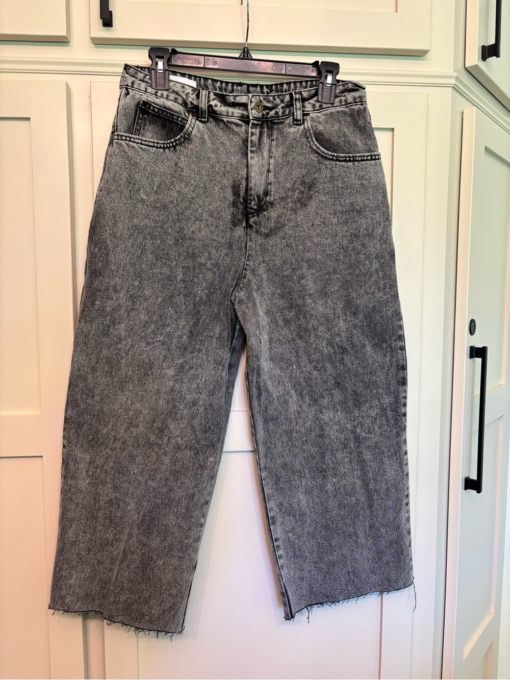 COLLUSION x 007 Wide Leg Crop Acid Wash Jeans Y2K Streetwear Grunge Sz 30